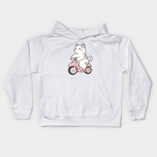 Meao riding motorcycle Kids Hoodie